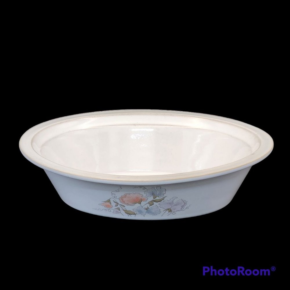 Vntg Denby 10" Oval Baker Server Dauphine Floral Print Fine Stoneware England
